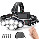 MLIAIMCE Lampada Frontale,Luce LED Super Luminosa Da 18000 Lumen 8 LED,USB Ricaricabile Regolabile Impermeabile Per Campeggio,Pesca,Grotta,Jogging Ed Escursionismo
