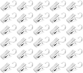 Garta 50 Pack Curtain Clips Stainless Steel Metal Hanging Hooks Silver Wide Flat String Party Lights Hanger Wire Holder for Photo, Home Decoration, Art Craft Display and Outdoor Activities Supplies