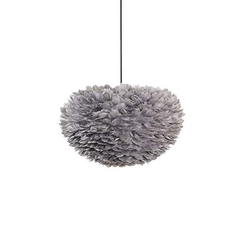 Plafond de plumes gris E27 pendant l'éclairage romantique suspension mignonne chambre enfant 30cm