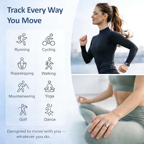 Image of Smart Ring for Women Men,Sleep Tracking Wearable,Fitness Tracker Ring with Step /Heart Rate /Blood Oxygen /Distance /Calorie,Clock Vibration,No Subscription Fee,5ATM Water (Silver, 13)