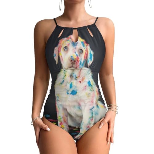 Maillots de bain une pièce femme sculptant effet ventre plat motif de chien