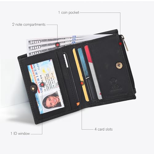 Image of Oak Leathers Wallet For Women Full Grain Leather - Small RFID Coin Purse Credit Card & ID Holder for Ladies,Bifold Wallets for Teenager | Small