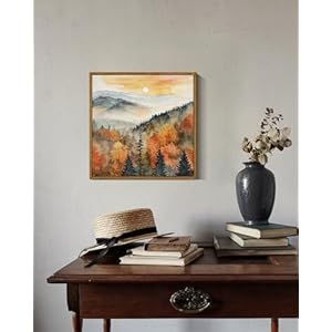 InSimSea Square Framed Canvas Wall Art, Nature Scenery Decor Farmhouse Quiet Forest Awakening Wall Art Prints, Autumn Fall Classical Retro Living Room Bedroom Office Home Decor 12"x12" InSimSea Square Framed Canvas Wall Art Nature Scenery Decor Farmhouse Quiet Forest Awakening Wall Art Prints Autumn Fall Classical Retro Living Room Bedroom Office Home Decor 12×12