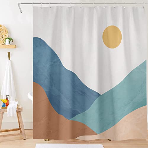 Lifezilla Boho Shower Curtain Abstract Shower Curtain Mountain Shower Curtains For Bathroom Shower Curtain Set Waterproof Fabric Shower Curtains Boho Bathroom Set With 12 Hook (72 X 72 Inches, White) #TOP6
