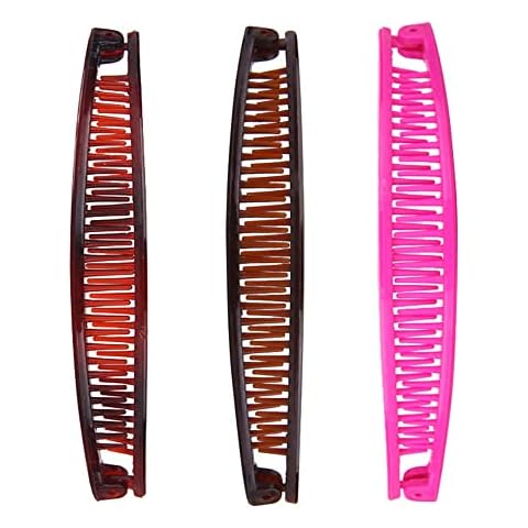 New 1st Choice 3 Pieces Clincher Banana Clip Grip Ponytail Accessory for Long Hair - Fishtail Shape Comb, Clamp for Women and Girls Cover