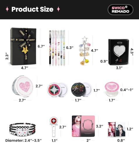 Stray Merch Gift Box Set, Including 60 Photocards, 96 Stickers, 3 Inches Photocards Binder, 4 Bracelets, Foldable Mirror, 2 Button Pins, Keychain, Fridge Magnet, Phone Ring Holder, 6 Pens for STAY by Swico Remado - Used condition - Image 3