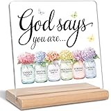 Christian Gifts for Women Men, God Says You Are Quotes Bible Verse Acrylic Plaque Sign, Inspirational Bible Gifts for Friends, Family Coworkers, Office Home Desk Decor Sign
