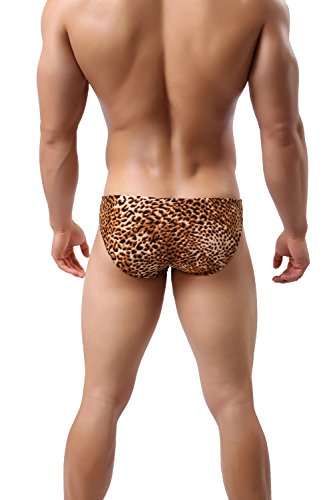 ONEFIT Men's Leopard Seamless Low Waist Flat Bikini Briefs Underwear Pants4