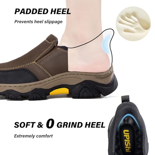 UPIShi Men's Slip On Hands Free Waterproof Work Loafers Leather Walking Slip-Ins Casual Outdoor Office Business Cushioning Shoes4
