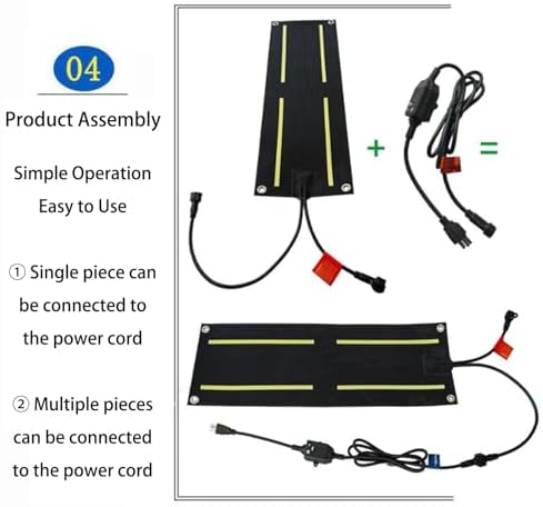 Heated Snow Melting Mats - Non-Slip Rubber Mats for Stairs & Sidewalks, 10" x 30" & 10" x 48" - 5 Piece Set for Safe, Fast Snow Removal & De-Icing Solution
