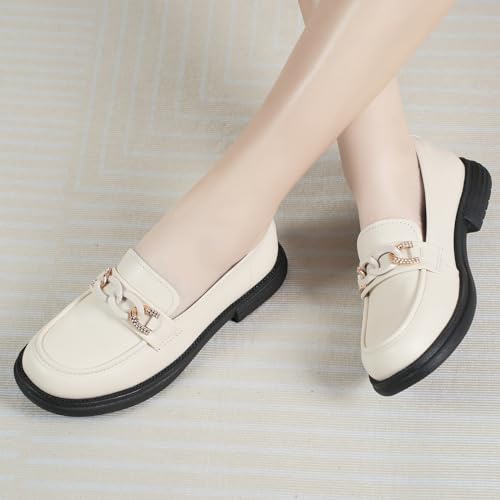 Image of UZB Womens Dressy Loafers Slip On Casual Office Work Shoes Begie 9 US