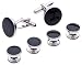 Cufflinks and Studs Set for Tuxedo - Formal Black with Shiny Silver Trimming by Men's Collections