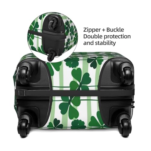 St Patricks Green Shamrock Leaf Stripes Travel Luggage Cover Elastic Suitcase Covers Washable Anti Scratch Luggage Dust Covers Protector, Fits 18-21 inch Luggage, S3
