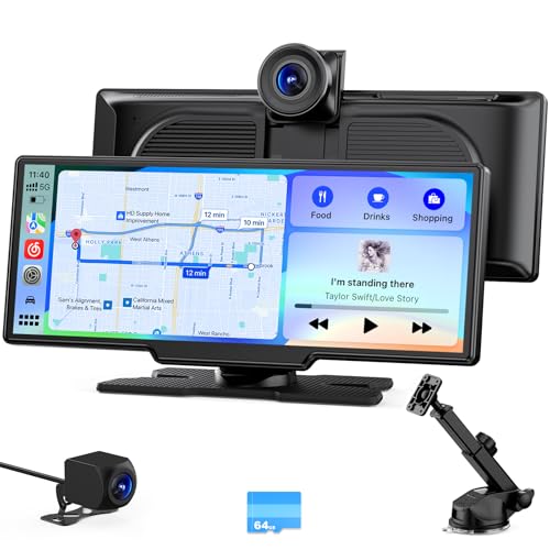 Avylet 9,26'' Carplay Voiture Apple CarPlay & Android Auto, dashcam Avant 4K + caméra de recul HD, 60FPS, Mise à Jour OTA, GPS, Commande vocale, Mirror Link,...