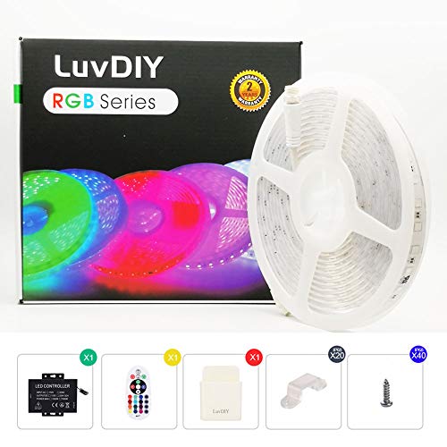 LuvDIY IP68 120V RGB Led Rope Lights Outdoor 3years Warranty,Flexible Waterproof Dimmable Multi-Colors Multi-Modes LED Rope Light + 24 Keys Remote for Home Garden Building Decoration (IP68WholeKIT)