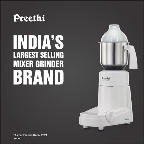 Preethi Chef Pro Mixer Grinder for Kitchen |L-shaped 750 watt Mixie, 3 jars| 2 Yr product warranty, Lifelong Free service | White - Image 3