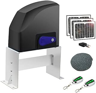 TOPENS DKC500S Solar Sliding Gate Opener Chain Drive Automatic Gate Motor for Heavy Driveway Slide Gates Up to 1300 Pounds, Electric Gate Operator Battery Powered with Solar Panel Remote Control Kit