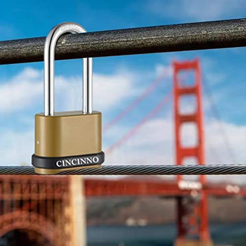 Cincinno 4 Digit Combination Lock, Heavy Duty Combination Padlock With Long Shackle Combo Padlock For Outdoor Use ,Sheds, Locker, Storage Unit, Gym And Gate #TOP6