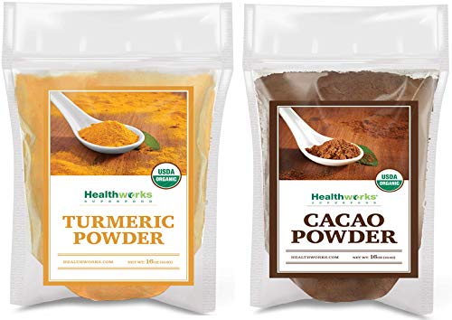 Healthworks Cacao Powder and Turmeric Powder (16 Ounces / 1 Pound)