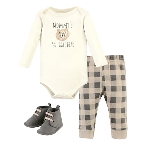 Image of Hudson Baby Unisex Baby Cotton Bodysuit, Pant and Shoe Set
