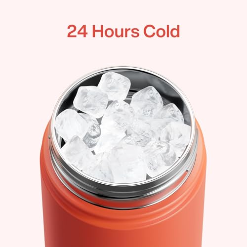 Image of ENCOOL Insulated Water Bottle with Straw Stainless Steel Water Bottle, Leak-Proof, BPA-Free, Double Wall Vacuum Keeps Cold for 24 Hours for Sports, Travel, School (18 oz, Tawny Orange)