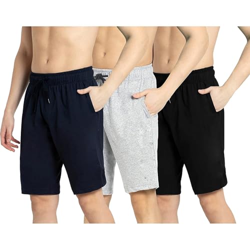 Image of West Gate Clothing Plus Size Men Cotton Knee Length Shorts | Casual and Night Wear | Pack of 3