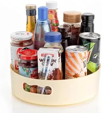 360° Rotating Kitchen Organizer Tray Lazy Susan Rack Multi-Purpose Kitchen Storage Revolving Tray Cosmetic Organizer Rotating Tray Lazy Susan for Kitchen Cabinet Spice Rack Rounded