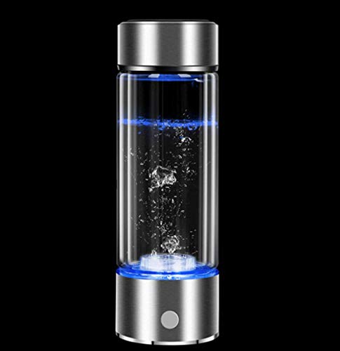Sooiy Hidrógeno El hidrógeno ionizador de Agua Botella de Agua de la máquina del Fabricante de hidrógeno H2 Fabricante de Generador de Agua Luces De Color Filtro Efecto del Agua alcalina 450 ml,Plata Cover