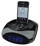 Display LED azul ELBE Mi-40 - Radio despertador con base Docking, 2 x 2 W, toma Aux-In y salida USB, color negro
