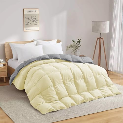 Image of 600 GSM Heavy Winter Comforter Double Bed Size (90 inchX100 inch) - 600 GSM Microfiber Super Soft Fluffy for Winter Comforter /Rajai /Duvet /Blanket Double Bed - Ivory /Silver Grey Color
