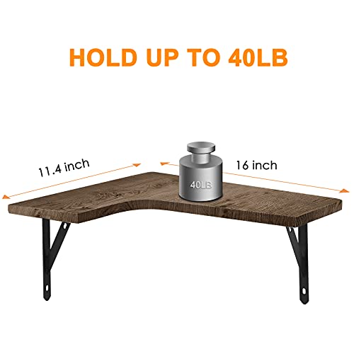 Eachpai Corner Floating Shelves Wall Mounted Set Of 4, Rustic Wood Wall Storage Shelves For Bedroom, Living Room, Bathroom, Kitchen, Office And More… #TOP2