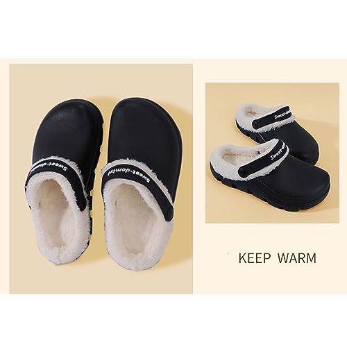 Garden Clogs Fuzzy for House : Women Men Warm Fur Lined Slippers for Winter Unisex Non-Slip Mules for Indoor Outdoor3