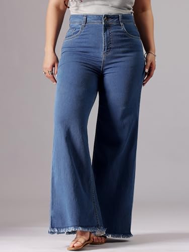 Image of Miss Chase A+ Women's Wide-Leg High Rise Regular Stretchable Denim Jeans