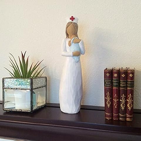 VNZQ Nurse angel Baby Statue, Tenderness Holding Figurines, Sculpted Hand-Painted Figure, Resin Crafts Souvenir,Best Gift for Medical staff, Home Desktop Ornaments, 5.9inch (B), 15x5cm/5.9x1.97inch Cover