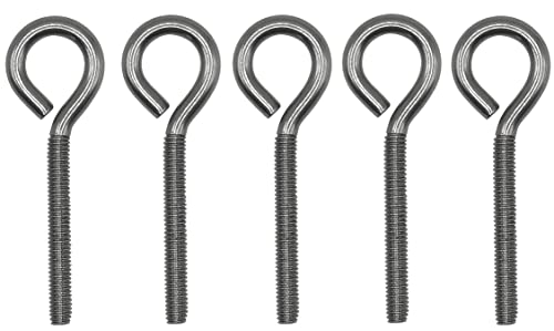 Poolzilla 5 Pack Eye Bolt For Pool Safety Cover, 1/4" X 4", Stainless Steel Screw-In Eye Bolt For Anchoring Safety Cover #TOP6