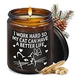 THDSE Cat Gifts for Cat Lovers,Cat Mom Gifts,Cat Lover Gifts for Women,Christmas Birthday Gifts for Women Cat Moms Cat Lovers,Cedar Fragrance Scented Candles,8 oz