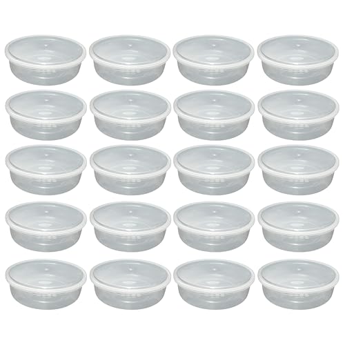 Eason BROS Pack of 20 - Large Clear Round Plastic Storage Container with Secure Seal Lid Moisture-Proof Filament Storage Box for 3D Printer Spools Durable & Stackable (2l Litre)