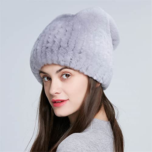 Desconocido Sombreros de Piel de Invierno para Mujer Sombrero de Piel Natural con Lazo Gorro cálido para Mujer