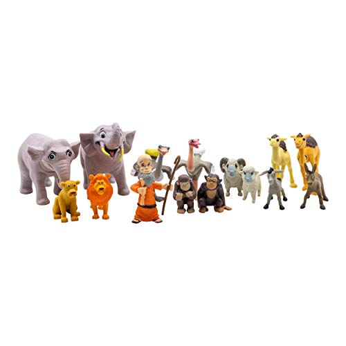 image for BibleToys Noah's Ark 17 Piece Playset with Noah, 14 Animals and Floati