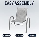 Amopatio 6er Set Gartenstühle Stapelbar, FQ0116, Anthrazit