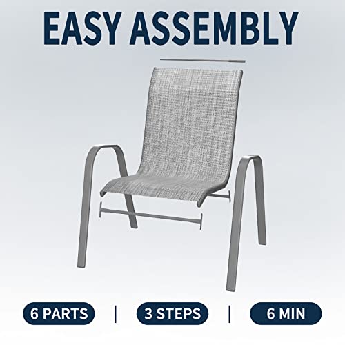 Amopatio 6er Set Gartenstühle Stapelbar, FQ0116, Anthrazit