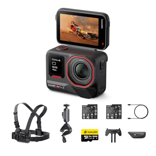 Image of Insta360 Ace Pro 2 Bike Bundle Dual Battery - 8K Waterproof Action Camera Co-Engineered with Leica, 1 /1.3 inch Sensor, Dual AI Chip, Leading Low Light, Superior Audio, Flip Screen & AI Editing for Vlogs