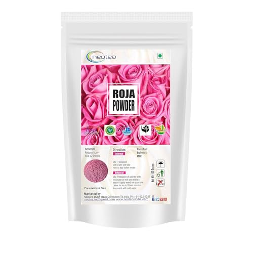 Neotea Edible Rose Petal Powder | Organic & Natural | For Cooking, Herbal Tea, Smoothies, Toppings | DIY Face Masks, Hair & Skin Care | Vegan & Gluten-Free (100 GM(3.52 OZ))