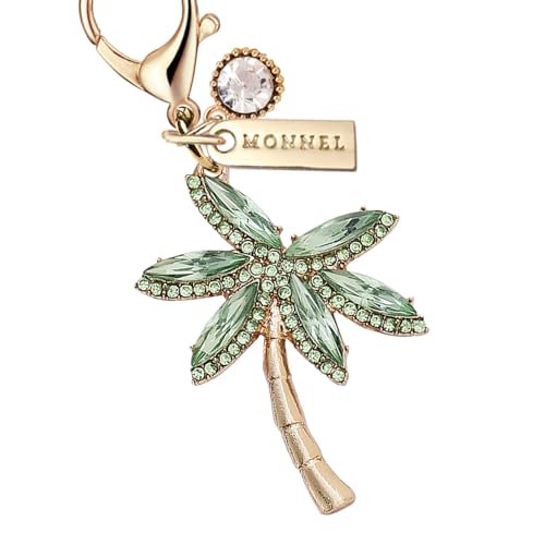 MC384 Crystal Coconut Tree Lobster Clasp Charm for Women with Velvet Bag (Green,1 Piece)2