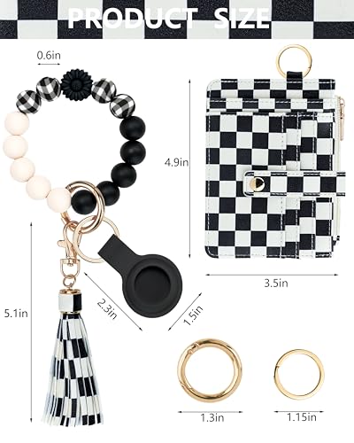 Image of Wristlet Wallets for Women Cute Keychain Wallet with AirTag Holder RFID Small Credit Card Holder Boho Beaded Wallet Keychain Wristlet