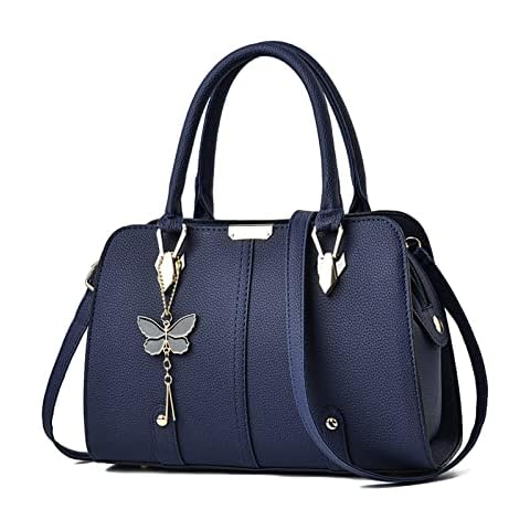 FANDARE Women Handbag Tote Bag PU Leather Shoulder Bag Crossbody Bag Waterproof Satchel Bag Messenger Bag for Work Travel Office Party Shopping Blue Cover