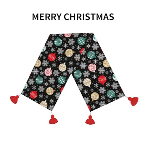 Chemin de table antidérapant à pompons pour repas de Noël sans pli - 4