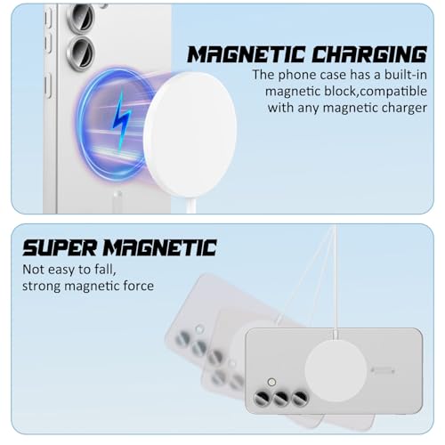 Image of DIZORO Samsung S24 Fe Case, Compatible with Mag Safe, Matte Luxury Metallic Luster Flexible TPU Wireless Charging Shockproof Case with Camera Protector Back Cover (Silver)