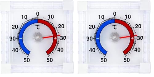 Termómetro de ventana autoadhesivo, termómetro de exterior transparente, rango de lectura: entre -50°C y +50°C (Paquete de 2)