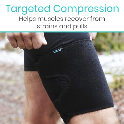 Vive Suporte de coxa – Cinta quádrupla de compressão ajustável para músculos da virilha, torções, qu